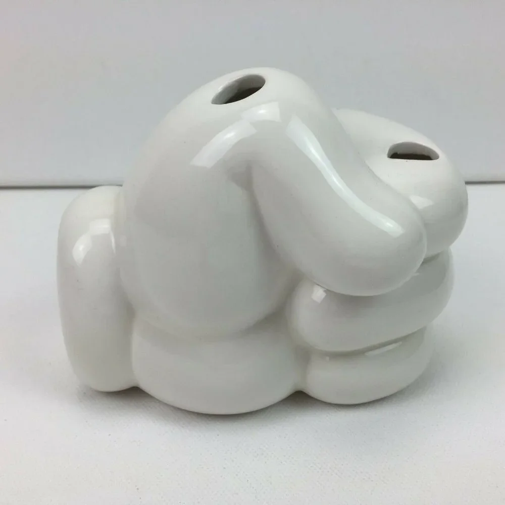 Disney Scattered Mickey Mouse Parts White Ceramic Glove 4 Toothbrush Holder
